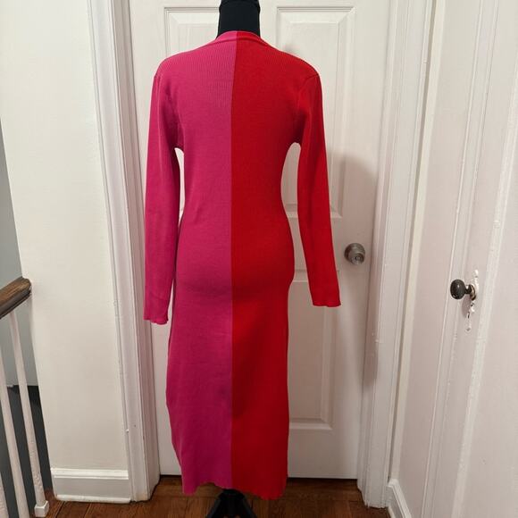 Nanette Lepore Color Block Red and Pink Sweater Dress - Picture 8 of 10